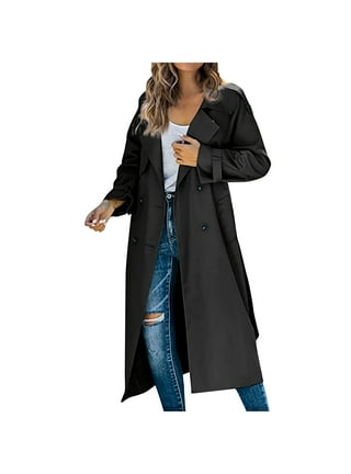 vbnergoie Womens Winter Lapel Wool Coat Trench Jacket Long