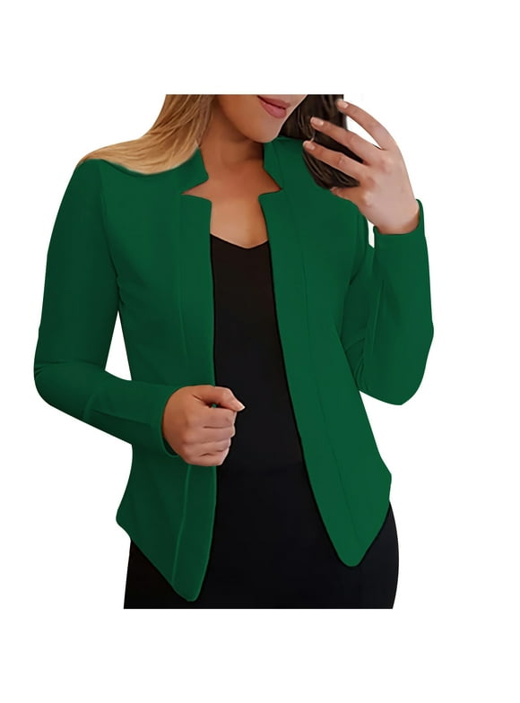 Womens Fall Fashion 2023 Savings! Womens Casual Blazers Lapel Open Front Button Long Sleeve Work Office Jackets Blazer Plus Size Solid Color Cardigan Winter Outerwear for Women
