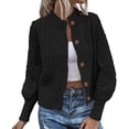 thumbnail image 1 of Womens Fall Fashion 2023 Womens Knit Crop Cardigan Coat Long Sleeve Solid Color Casual Sweater Tops Fashion Fall Comfy Outerwear, 1 of 5