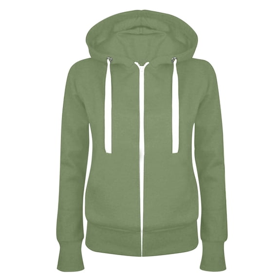 Womens Fall Fashion 2023 Zpanxa Hoodies for Women Casual Solid Hooded Slim Zipper Sweatshirt Lightweight Fleece Coat Tops Green L
