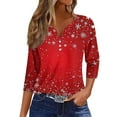 Womens Fall Fashion 2024 Christmas Trees Xmas Snowflake Print Shirts 3/