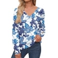 Womens Fall Fashion 2024 Floral Print Blouse Tops Long Sleeve V Neck