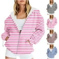 thumbnail image 1 of Womens Fall Fashion 2025 Fall Outfits for Women 2025 Casual Printed Zippered Long Sleeved Hooded Sweater Jacket Top, 1 of 5