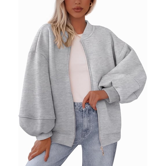 Womens Fall Fashion 2025 Oversized Zip Up Sweatshirt Jackets Casual Long Sleeve Outerwear Winter Outfits