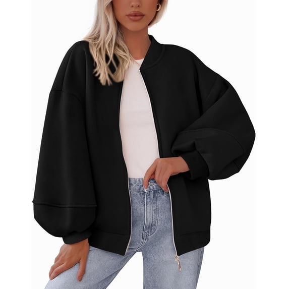 Womens Fall Fashion 2025 Oversized Zip Up Sweatshirt Jackets Casual Long Sleeve Outerwear Winter Outfits