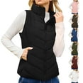 thumbnail image 1 of Womens Fall Fashion 2025 Puffer Jacket Womens Women Solid Puffer Sleeveless Zip Up Outerwear Stand Collar Quilted Jacket Warm Winter Waistcoat Jackets Coats With Pocket, 1 of 9