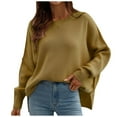 thumbnail image 1 of Womens Fall Fashion 2726 Fall Sweaters for Women Long Sleeve Crewneck Solid Color Women Knit Sweaters Pullover with Side Shirring, 1 of 7