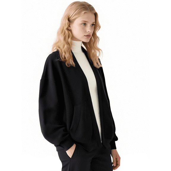 Womens Fall Fashion Cardigans Casual Sweatshirt Loose Jackets Comfortable Stylish Coat Outfits for Spring Fall Black