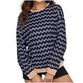 thumbnail image 1 of Womens Fall Fashion Clothes, Long Sleeve Pullover for Women Casual Loose Fit Striped Printed Crewneck Sweatshirts S-2XL, 1 of 7