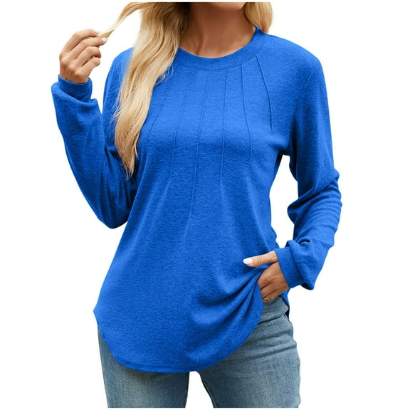 Womens Fall Fashion Long Sleeve Shirts Dressy Casual Pleated Basic Trendy Tops Winter Clothes 2025