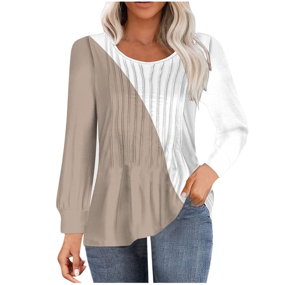 Womens Fall Fashion Shirts 2025 Trendy Crewneck Vintage Printed Blouses Tops Loose Fit Winter Clothing