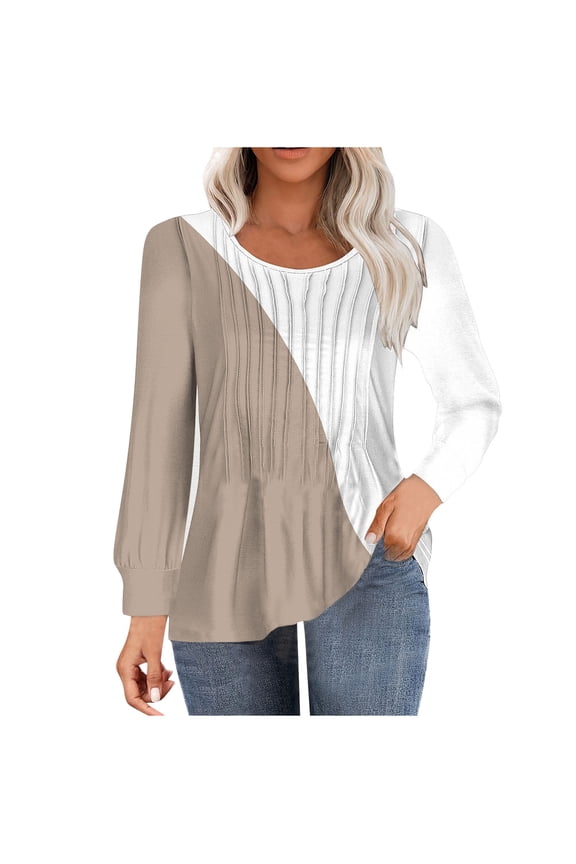 Womens Fall Fashion Shirts 2025 Trendy Crewneck Vintage Printed Blouses Tops Loose Fit Winter Clothing