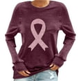 thumbnail image 1 of Womens Fall Graphic Sweatshirts 2025 Breast Cancer Awareness Shirt Long Sleeve Crew Neck Loose Pullover Top (Wine S), 1 of 4