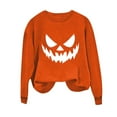 thumbnail image 1 of Womens Fall Graphic Sweatshirts Ghost Halloween Crew Neck Pullover Sweat Shirts Loose Long Sleeve Fleece Lined Tops Orange, M, 1 of 3