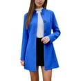 thumbnail image 1 of Womens Fall Jacket Elegant Stand Collar Singel Wool Solid Plus Size Clothes Outfits Blue, 1 of 4