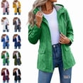 thumbnail image 1 of Womens Fall Jackets Casual Solid Color Waterproof Jacket Zipper Pockets Magic Tape Cuffs Lined Inner Layer Daily Casual Windproof Coat, 1 of 8