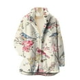 thumbnail image 1 of Womens Fall Jackets Warm Fleece Fuzzy Vintage Floral Print Button Down Lapel Padded With Pocket Warm Lightweight Coats, 1 of 3