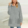 thumbnail image 1 of Womens Fall Jackets Women's Solid Color Pocket Hooded Loose Fitting Pullover Jacket Long Sleeved Hooded Top Lightweight Jacket Women Cute Cardigans for Women Sweatshirt for Women, 1 of 6