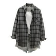 thumbnail image 1 of Womens Fall Jackets - Womens Plaid Long Sleeve Button up Shirts - Women’s Flannel Tops - Fall Jackets Casual Loose Blouses with Pocket, 1 of 4