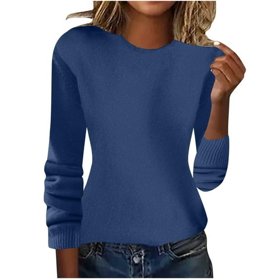 Womens Fall Knitted Sweater, Long Sleeve Pullover for Women Fashion Loose Fit Ombre Tie Dye Basic Crewneck Sweaters