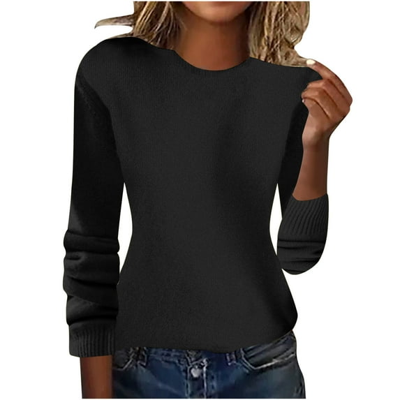Womens Fall Knitted Sweater, Long Sleeve Pullover for Women Fashion Loose Fit Ombre Tie Dye Basic Crewneck Sweaters