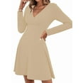 thumbnail image 1 of Womens Fall Long Sleeve Mini Dress Wrap V Neck Flowy Swing A-Line Casual Dressy Business Work Dresses  XXL, 1 of 8