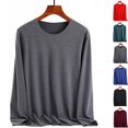 thumbnail image 1 of Womens Fall Long Sleeve Solid Color Shirts Basic Apparel Shirts Trendy Round Neck Tshirt for Women Lightweight Lounge Athletic Thermals Top Base Layer Women Cold Weather Household Clothes, 1 of 3
