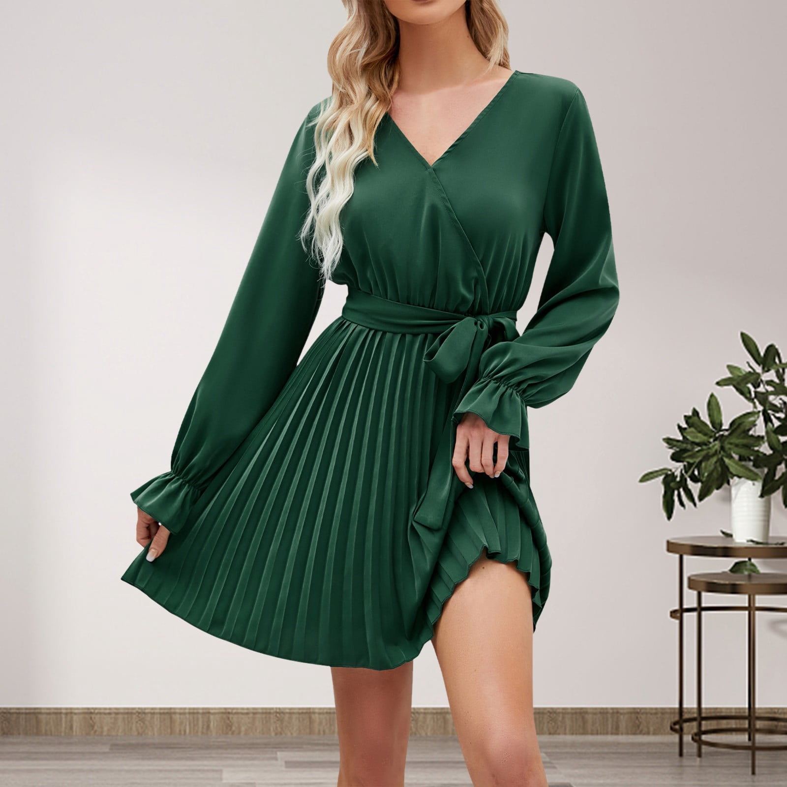 Womens Fall Long Sleeve Wrap V Neck Pleated Mini Dress Casual A Line Flowy Wedding Guest Dresses Christmas Dress Women New Years Eve Dresses for Women High Neck Prom Dress Long Fall Womens Fall Long Sleeve Wrap V Neck Pleated Mini Dress Casual A Line Flowy Wedding Guest Dresses Christmas Dress Women New Years Eve Dresses for Women High Neck Prom Dress Long Fall