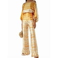 thumbnail image 1 of Womens Fall Loose 2 Piece Outfits Off Shoulder Printed Long Sleeve Casual Going Out Wide Leg Pants Set Yellow M, 1 of 4