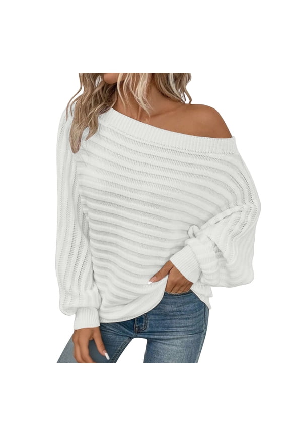 Womens Fall Off The Shoulder Sweatershirts Knit Tops Oversized One Shoulder Sweater Pullover Knit Top Trendy Dressy 2025 Blouse Tops