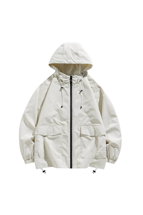 Womens Fall Outerwear New Women's Lightweight Windbreaker Jacket Waterproof Everyday Rain Coat Oversized Full Zip up Running Outerwear White S