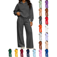 thumbnail image 1 of Womens Fall Outfits Nelozsy Fashion Woman Hooded Solid Long Sleeve Blouse Long Pants Elastic Waist Sets Dark Gray S, 1 of 9