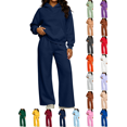 thumbnail image 1 of Womens Fall Outfits Nelozsy Fashion Woman Hooded Solid Long Sleeve Blouse Long Pants Elastic Waist Sets Navy XL, 1 of 9