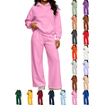 thumbnail image 1 of Womens Fall Outfits Nelozsy Fashion Woman Hooded Solid Long Sleeve Blouse Long Pants Elastic Waist Sets Pink M, 1 of 9