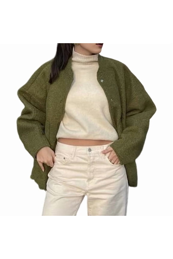 Womens Fall Oversized Cardigan Sweaters Long Lantern Sleeve Knit Open Front Winter Fashion Clothes Green M