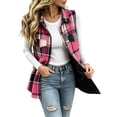 thumbnail image 1 of Womens Fall Plaid Midi Vests Sleeveless Stand Up Collar Button Down Fashion Casual Outerwear Multicolor 05 XXL, 1 of 7