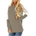 thumbnail image 1 of Womens Fall Raglan Tunic T-Shirts Trendy Striped Long Sleeve Crew Neck Casual Loose Fit Pullover Tops Blouse, 1 of 5
