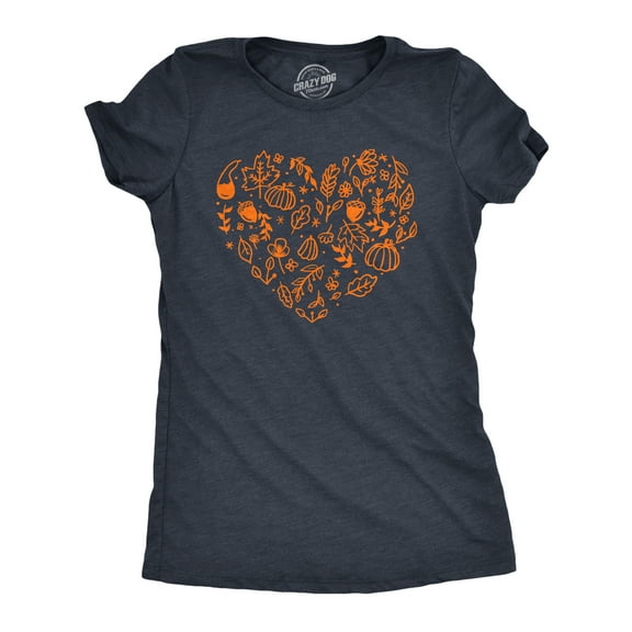 Womens Fall Season Heart T Shirt Funny Awesome Thanksgiving Autumn Lovers Tee for Ladies Womens Graphic Tees
