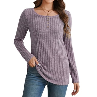 Womens Long Sleeve Shirts Casual Sweaters Dressy Crew Neck Pullover Fall Lightweight Blouses
