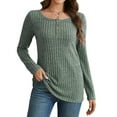 thumbnail image 1 of Crew Neck Long Sleeve Shirts for Women Dressy Casual Fall Tops Christmas Green Clothes, 1 of 8