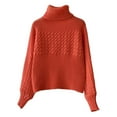 thumbnail image 1 of Womens Fall Solid Turtleneck High Neck Long Sleeve Sweaters Orange XXL, 1 of 3
