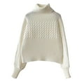 thumbnail image 1 of Womens Fall Solid Turtleneck High Neck Long Sleeve Sweaters White XXL, 1 of 3