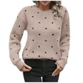 thumbnail image 1 of Womens Fall Sweaters Long Sleeve Crew Neck Classic Pullover Sweaters Loose Dressy Casual Basic Tops Polka Dot print Fashion Clothes, 1 of 4