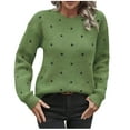 thumbnail image 1 of Womens Fall Sweaters Long Sleeve Crew Neck Classic Pullover Sweaters Loose Dressy Casual Basic Tops Polka Dot print Fashion Clothes, 1 of 4