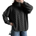 thumbnail image 1 of Womens Fall Sweaters Long Sleeve Quarter Zip Pullover Sweater Casual Loose V Neck Cable Knit Jumper Tops Gray XL, 1 of 7