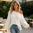 thumbnail image 1 of Womens Fall Sweaters Off The Shoulder Batwing Sleeve Textured Knit Tops Oversized One Shoulder Sweater, 1 of 5
