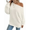 thumbnail image 1 of Womens Fall Sweaters Off the Shoulder Batwing Sleeve Textured Knit Tops Oversized One Shoulder Sweater Benbai XL, 1 of 8