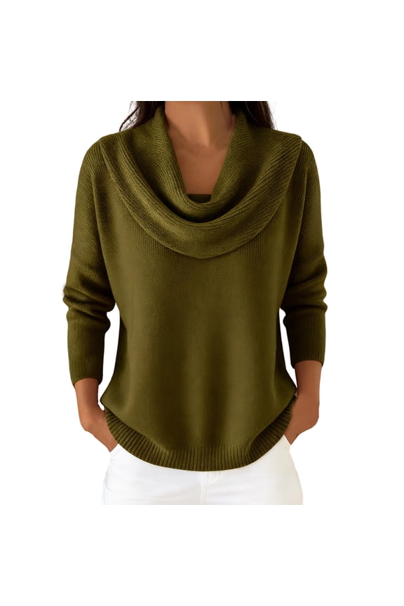 Womens Fall Sweaters Sevevn Women's Cowl Neck Tunic Sweaters Long Sleeve Ribbed Knit Comfy Loose Casual Fall Sweater