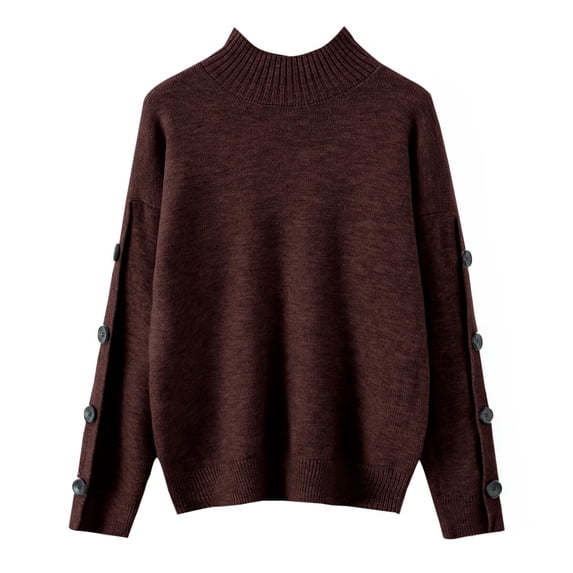 Womens Fall Sweaters Sevevn Women's Mock Neck Long Sleeve Pullover Ribbed Knit Sweater Top