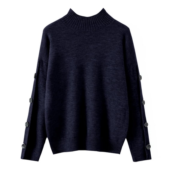 Womens Fall Sweaters Sevevn Women's Mock Neck Long Sleeve Pullover Ribbed Knit Sweater Top